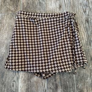 Kirious Los Angeles Brown & Cream Check Wrap Skort